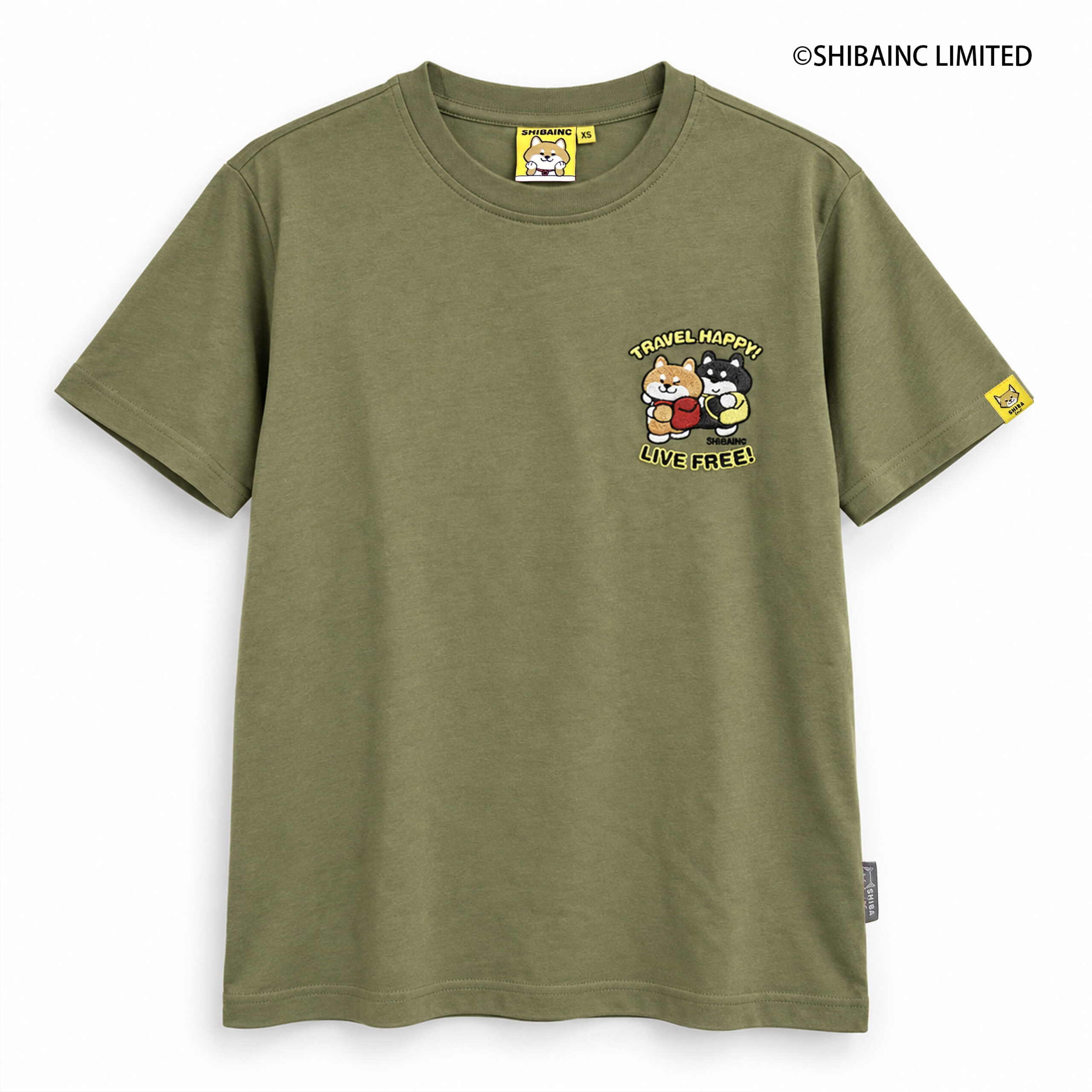 "TRAVEL HAPPY · LIVE FREE" SHIBE & BU embroidery graphic tee - Image 3